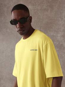 SUMWON 超大街头图案 T 恤现代都市风格滑板休闲夏季短袖节日演唱会服装徽标印花 - 黃色 - 查看 4