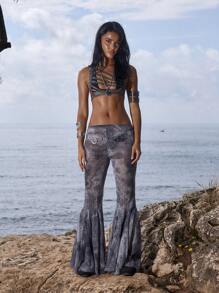 MUSERA Pattern Knit Flare Trouser Spring, Summer, Holiday, Vacation, Ibiza, Festival, Rave, Cool Girl, Shipwrecked