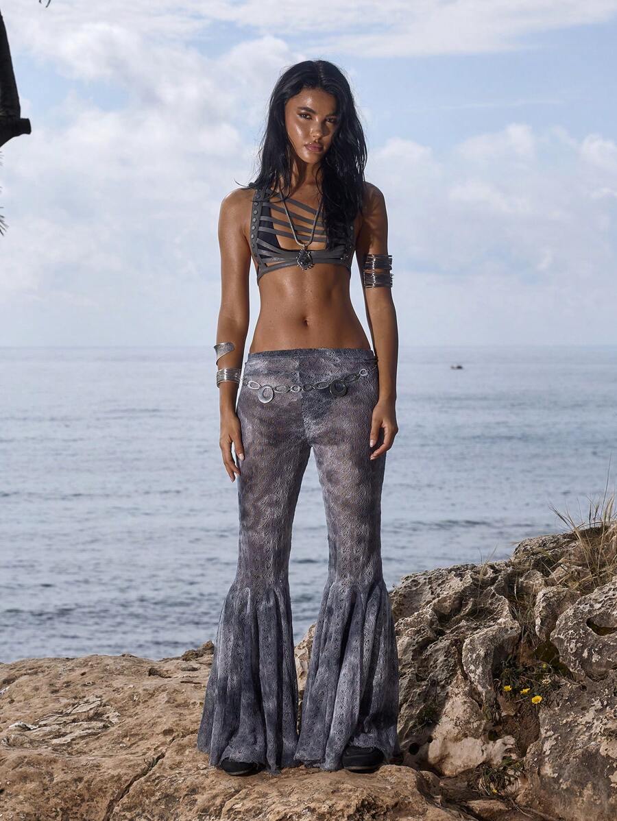 MUSERA Pattern Knit Flare Trouser Spring, Summer, Holiday, Vacation, Ibiza, Festival, Rave, Cool Girl, Shipwrecked