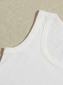 SHEIN EZwear 大圓領素色背心上衣 - 白色 - 查看 4