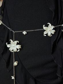 SHEIN ICON European And American Style Fashion Handmade Flower Chain Waist Belt - Multicolor - View 5