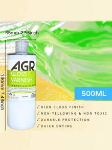 1pc Acrylic Water-Based Glossy Varnish 100ml; Non-Removable; Glossy Finish,Lightweight, ; Dries To A Non-Tacky, Flexible Surface; Non-Yellowing And Water-Resistant When Dry;Intermixable With Acrylic Paint Colors And Mediums Back To School - Multicolor - View 6