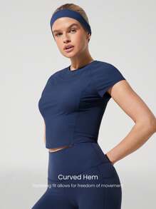 GLOWMODE Ít hơn là nhiều Áo chống nắng UV nhẹ Áo crop top ôm sát vừa vặn cho bé Tập yoga Pilates Barre Studio Trang phục thường ngày nhẹ nhàng - Dark Blue - Xem 3