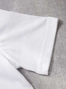 2 件婴幼儿熊印花 Polo 领短袖上衣和松紧腰短裤套装，棉质面料柔软舒适，适合 6 个月 - 3 岁儿童，简约时尚风格，适合室内/室外活动，春夏季 - 白色 - 查看 8