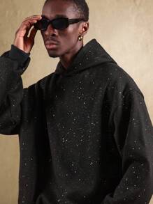 SUMWON Sudadera tipo capucha oversize con estampado de galaxia celestial, patrón de estrellas en toda la prenda, tejido grueso para uso casual de invierno y streetwear