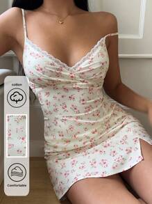 CovetEZ Ditsy Floral & Lace Patchwork Women's Slip Dress,Dresses For Women Summer