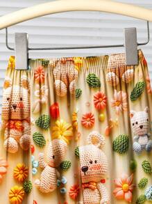 2 pezzi/set Completo pigiama estivo per ragazze, maglietta a maniche corte e pantaloni 3/4 in jersey stampa 3D, casual, morbido, adatto all'aria condizionata domestica, di moda