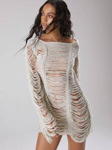 MUSERA Extreme Distressed Knit Mini Dress Spring, Summer, Holiday, Vacation, Ibiza Outfit, Festival, Rave Outfits, Cool Girl, Shipwrecked Beach