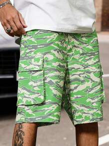 Manfinity EMRG Men's Camo Print Drawstring Waist Cargo Shorts Camo Cargo Shorts Men