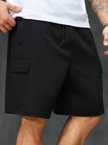 Manfinity Homme Men's Summer Casual Pants With Zipper Pockets - Black - View 6