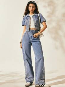 Easelle Jeans de mezclilla llanos para mujer, de moda para el verano - Azul - Ver 1