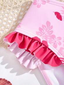 2 件套女童泳衣，可爱花卉印花，独立泳装套装，母子装（3 套单独出售） - 粉色 - 查看 7