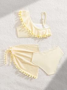 Set da bagno bianco tinta unita carino per ragazze per la spiaggia e le vacanze