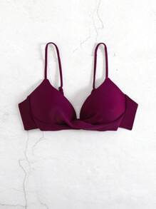 Swim Vcay 女士度假海滩比基尼泳装上衣 - 带钢圈 - 酒紅色 - 查看 5