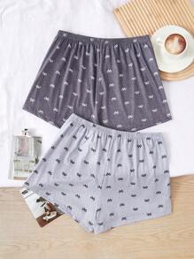 SHEIN Set de 2 pantalones de pijama casuales con estampado de lazo - Multicolor - Ver 2