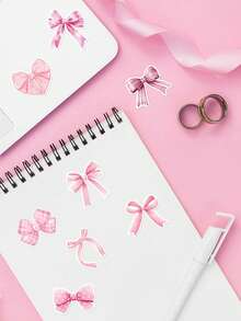 ROMWE Kawaii 1卷粉色蝴蝶结封口贴纸、涂鸦贴纸 - 淺粉色 - 查看 2