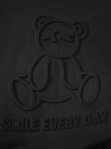 SHEIN 两件套儿童男童休闲百搭舒适圆领宽松短袖针织T恤和牛仔短裤套装，返校季 - 黑色 - 查看 8