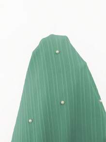 SHEIN Clasi Plus Size Elegant Solid Pearl Decor Knotted Collar Dress - Mint Green - View 3