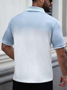 Manfinity Homme Camisa polo de manga corta con rayas en degradé para hombres de talla grande en verano