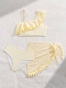 Set da bagno bianco tinta unita carino per ragazze per la spiaggia e le vacanze