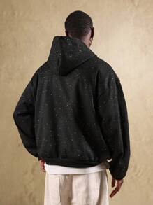 SUMWON Sudadera tipo capucha oversize con estampado de galaxia celestial, patrón de estrellas en toda la prenda, tejido grueso para uso casual de invierno y streetwear
