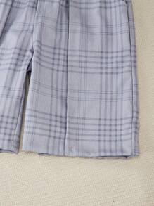 SHEIN Completo bambino da 2 pezzi, composto da polo a quadri e pantaloncini