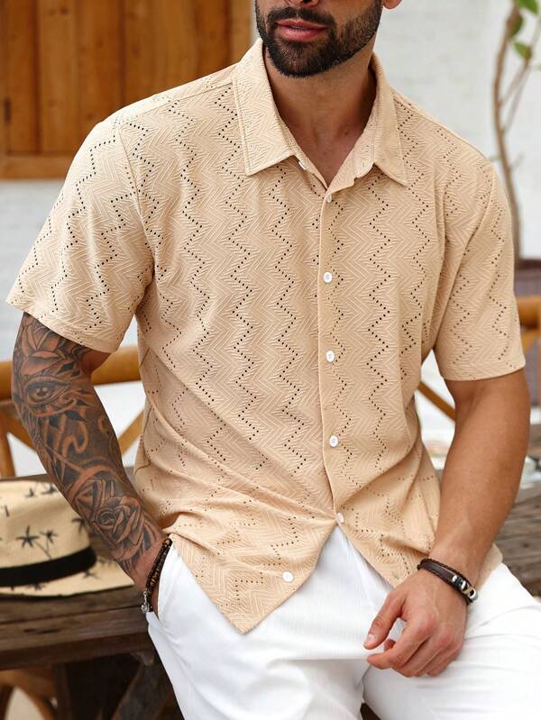 ResortEase Camisa casual de manga corta de unicolor para hombre de talla grande, de verano