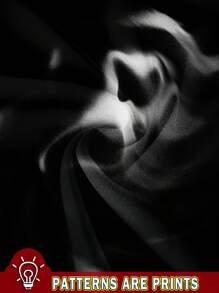 SHEIN EZwear 休闲简约尖叫脸印花不对称肩长袖宽松轻薄女式T恤，适合春、秋、冬季穿着。 - 黑色 - 查看 6