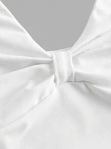 SHEIN ICON 复古性感 Y2K 女士黑色蝴蝶结扭腰镂空后背吊带上衣 - 白色 - 查看 3