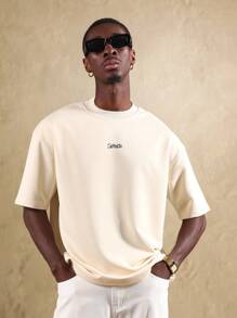 SUMWON Camiseta gráfica de streetwear de verano con estampado de ventana, diseño minimalista urbano, casual y contemporáneo, de talla grande - Amarillo - Ver 3