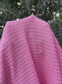 SHEIN EZwear Women Hot Pink Waffle Knit Crop Top For Summer - Pink - View 6