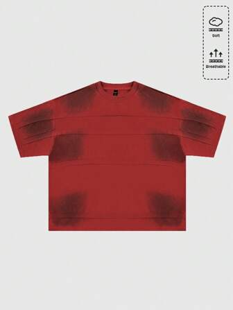 Street Life T-shirt oversize da uomo con stampa a colori, effetto invecchiato e patchwork