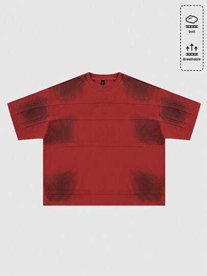 Street Life Men's Oversized Spray Color Distressed Patchwork Short Sleeve T-Shirt