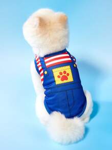 PETSIN 2 pezzi/Set Pettorina/Gilet comoda e traspirante con stampa a righe a tema cartone animato gatto e cane