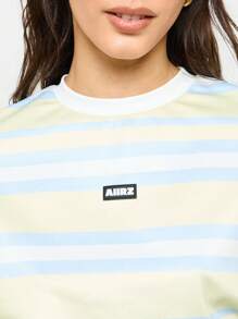 AiiRZ Áo thun Airz Premium Crop Top tay ngắn quá khổ mùa hè đường phố cắt hộp sọc rộng - Nhiều màu - Xem 3