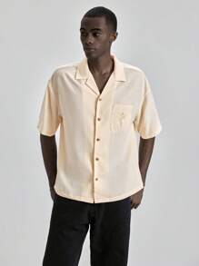 Ontre New 2025 Men's Summer Wear, Suitable For Beach Vacation, Club, Teacher Uniforms, Country Music Festival, Street Style, Stockholm-Inspired, Independence Day, Men's Short Sleeve Solid Color Fashion Shirts For Summer