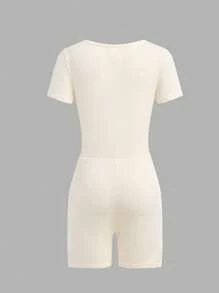 SHEIN Girlism 4pcs/Set Tween Girls' Casual Street Knit Solid Color Mock Neck Romper, School, Campus, College - Multicolor - View 4