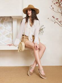 Styleloop Women's Flat Slip-On Shoes, Boho Style, Retro American, Bohemian, Western, Music Festival, Party Outfit For Christmas - Camel - View 6