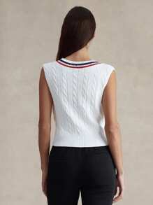 Briarwyn 女士撞色条纹针织背心，学院风夏季女士服装和女士海滩装，适合 7 月 4 日女士机场 - 白色 - 查看 5
