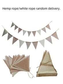SHEIN 1 套 3.6 米粗麻布卡其色横幅、粗麻布三角旗、亚麻彩旗、花环丝带，适用于生日、婚礼、派对、露营、波西米亚春季复活节、节日派对装饰 - 彩色 - 查看 2