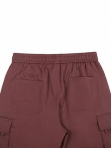 Manfinity Homme Loose Men's Drawstring Waist Flap-Pocket Summer Cargo Shorts - Burgundy - View 5