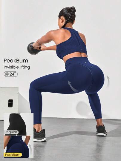 GLOWMODE 24" Peakbum Powersculpt™-Air Sculpt Flex Sweat-Wicking Cool Feel V-Waist Butt-Lifting Leggings High Impact Workout Running Training Fall Winter