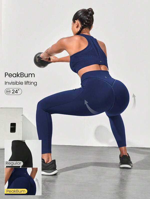 GLOWMODE 24" Powersculpt™-Air Sculpt Flex Sweat-Wicking Cool Feel V-Waist Butt-Lifting Leggings High Impact Workout Running Training