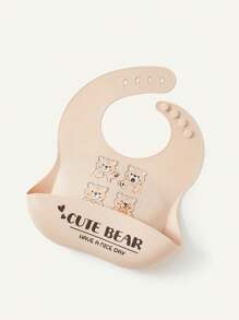 Cozy Pixies 1 件婴儿防水防尘可调节喂奶围兜，小熊卡通图案，四季皆宜