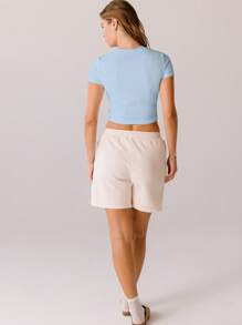 Aralina Classic White Fitted Everyday Essential Brushed Crop Top