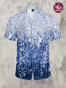 Manfinity AFTRDRK Regular Fit Men's Short Sleeve Cuban Collar Shirt - Blue - View 1