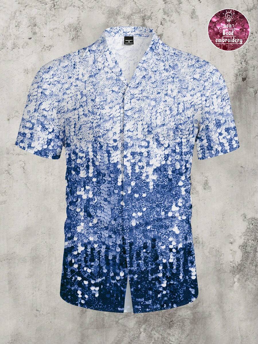 Manfinity AFTRDRK Regular Fit Men's Short Sleeve Cuban Collar Shirt - Blue - View 1