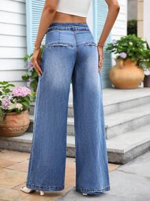 SHEIN Women's Casual Fringed Loose Wide Leg Pants