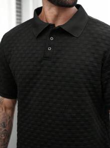 Manfinity CasualCool Plus Size Men's Fashion Polo Shirt, Suitable For Summer - Black - View 6