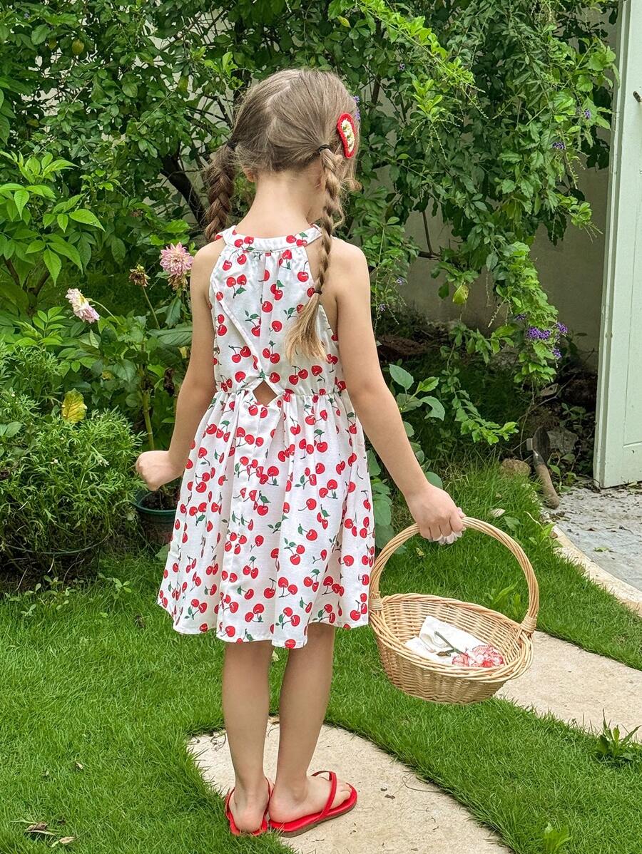 LMoss Kids 少女樱桃印花无袖套头连衣裙 - 彩色 - 查看 1